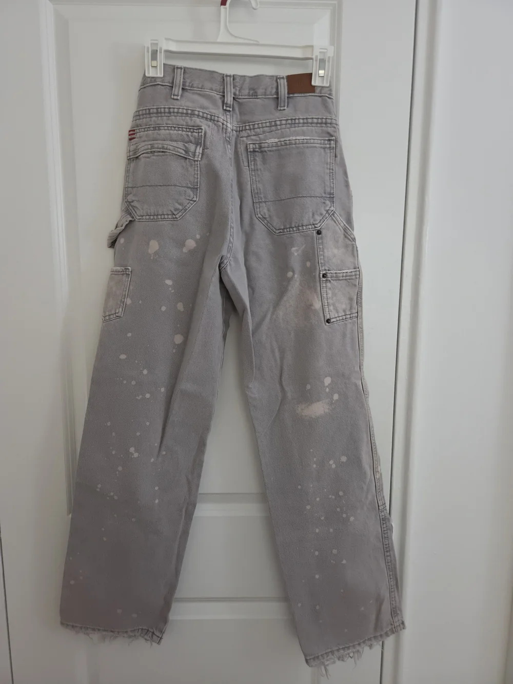 BDG Light Gray Straight-Leg Utility Jeans with Paint-Splatter